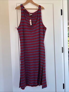 Striped Knit Tank Dress - Red and Blue Anthropologie Celandine, plus size